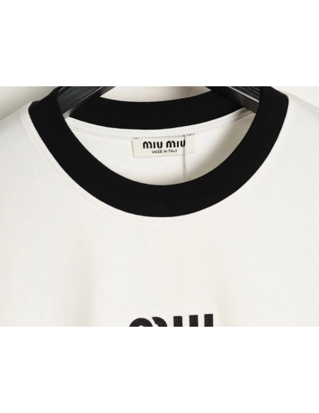 Miu Miu classic chest lettering black collar long sleeves,Miu Miu