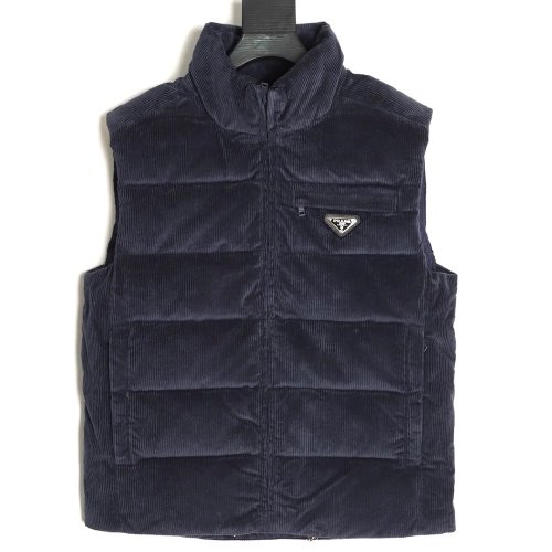 Prada Corduroy Stand Collar Down Vest,Prada