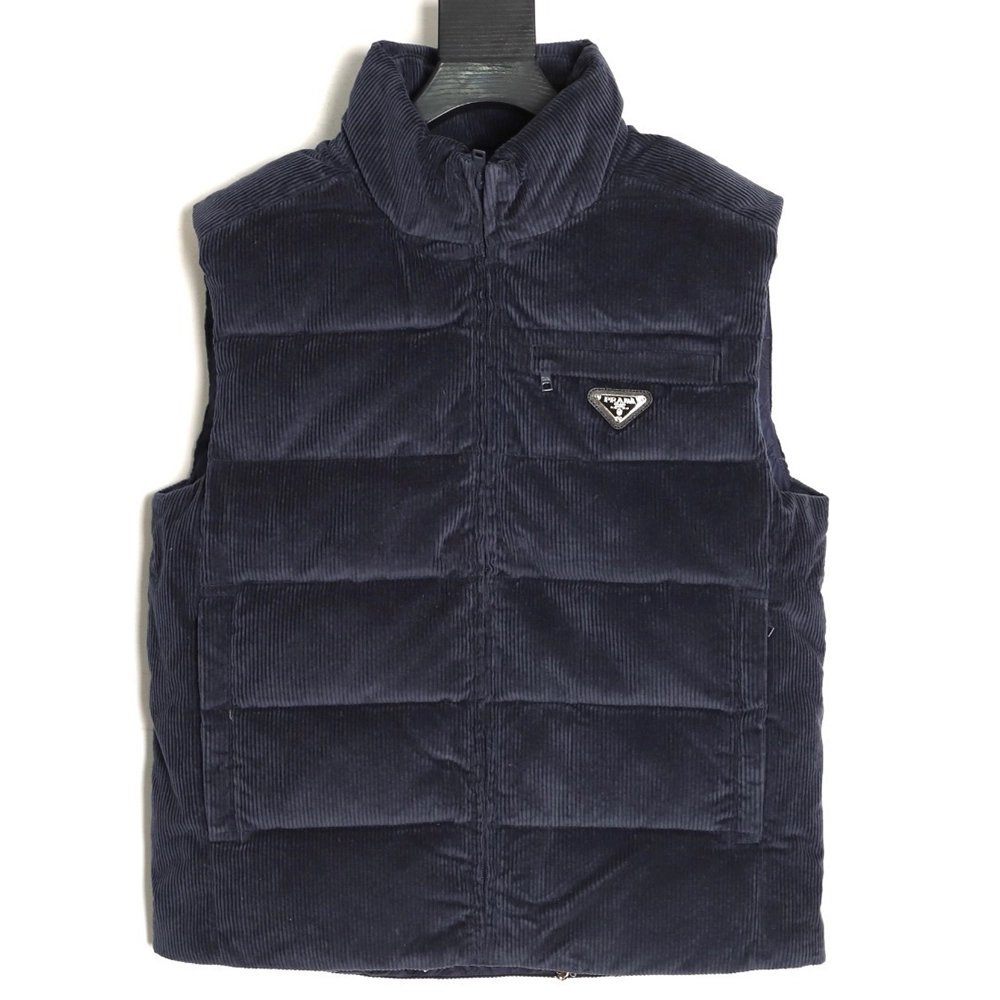 Prada Corduroy Stand Collar Down Vest,Prada