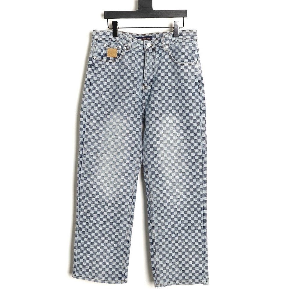 Louis Vuitton Nigo Checkerboard Jacquard Denim Pants,Louis Vuitton