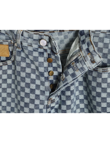 Louis Vuitton Nigo Checkerboard Jacquard Denim Pants,Louis Vuitton