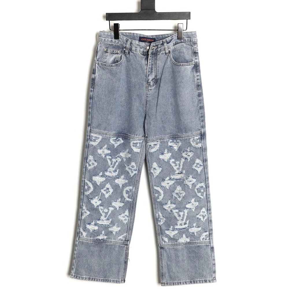 Louis Vuitton ripped monogram jeans,Louis Vuitton
