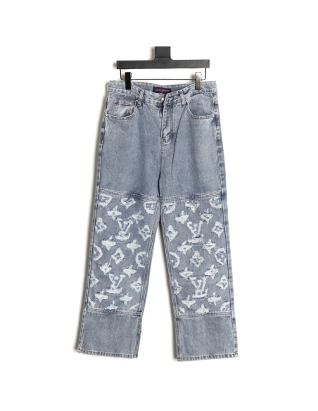 Louis Vuitton ripped monogram jeans,Louis Vuitton
