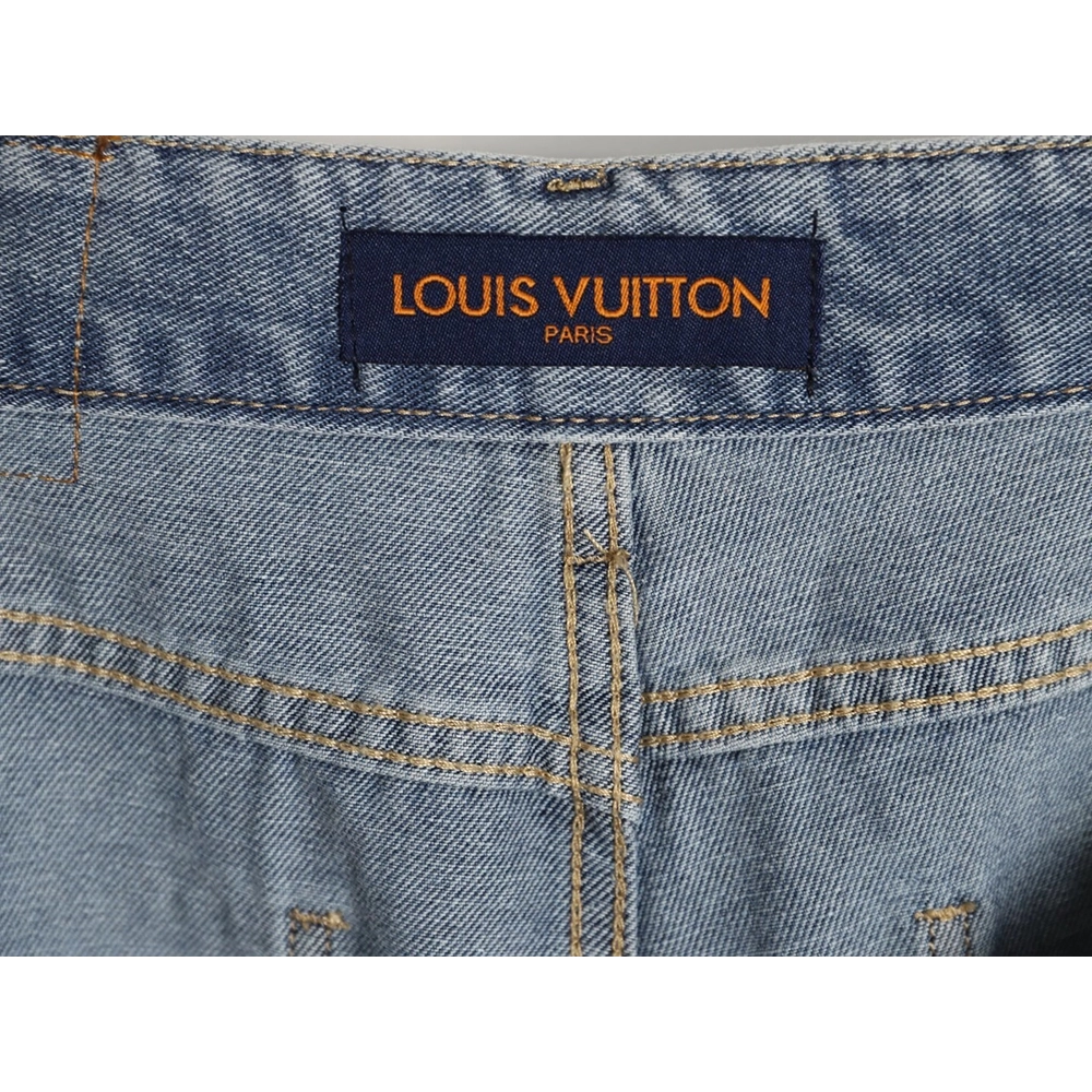 Louis Vuitton ripped monogram jeans,Louis Vuitton