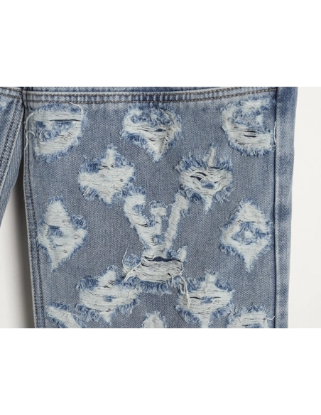 Louis Vuitton ripped monogram jeans,Louis Vuitton