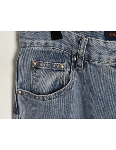 Louis Vuitton ripped monogram jeans,Louis Vuitton