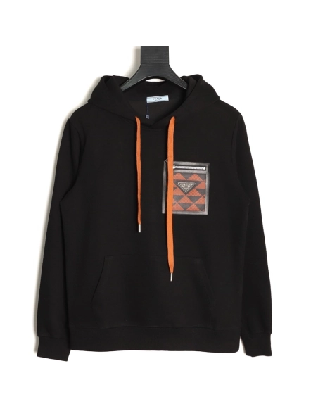 Prada triangle logo zipper faux pocket hoodie,Prada