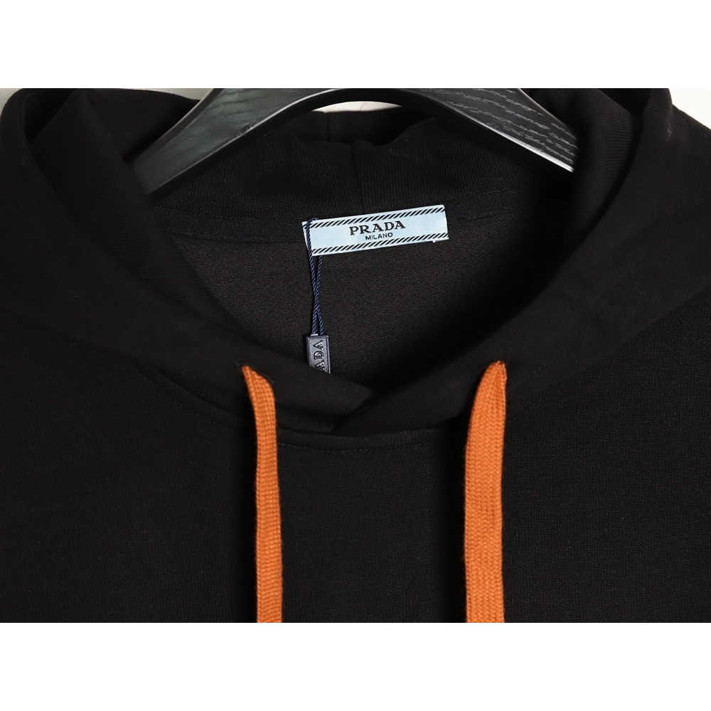 Prada triangle logo zipper faux pocket hoodie,Prada