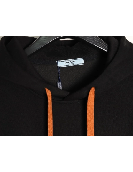 Prada triangle logo zipper faux pocket hoodie,Prada