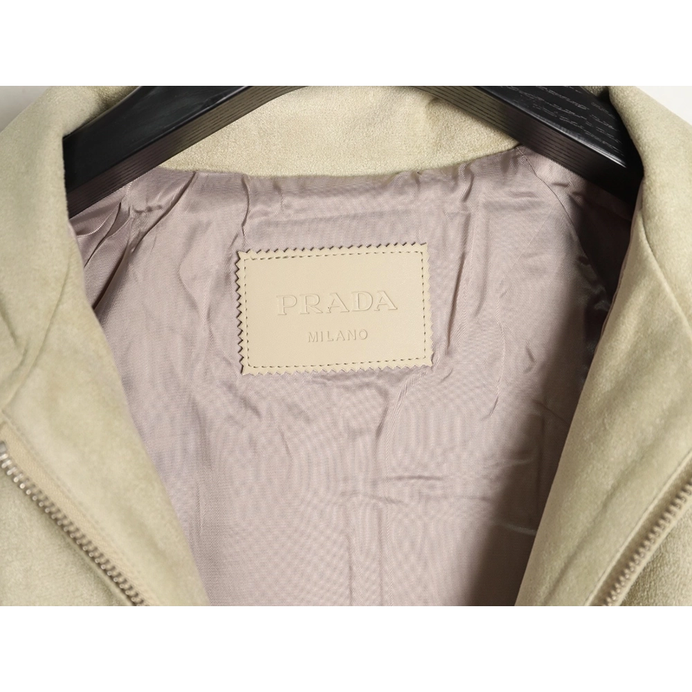 Prada stand collar suede jacket,Prada Jacket,Jacket,APPAREL