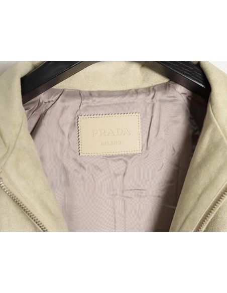 Prada stand collar suede jacket,Prada Jacket,Jacket,APPAREL
