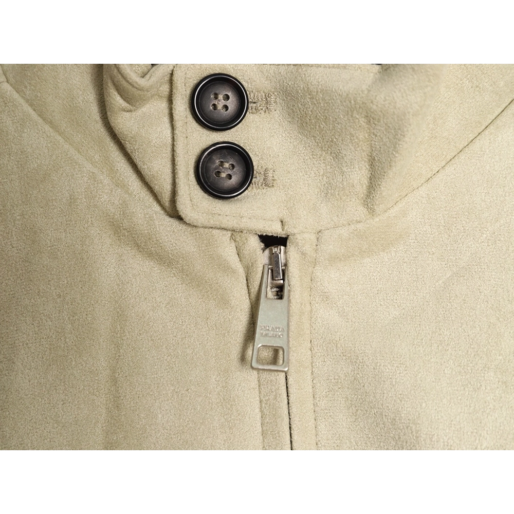 Prada stand collar suede jacket,Prada Jacket,Jacket,APPAREL