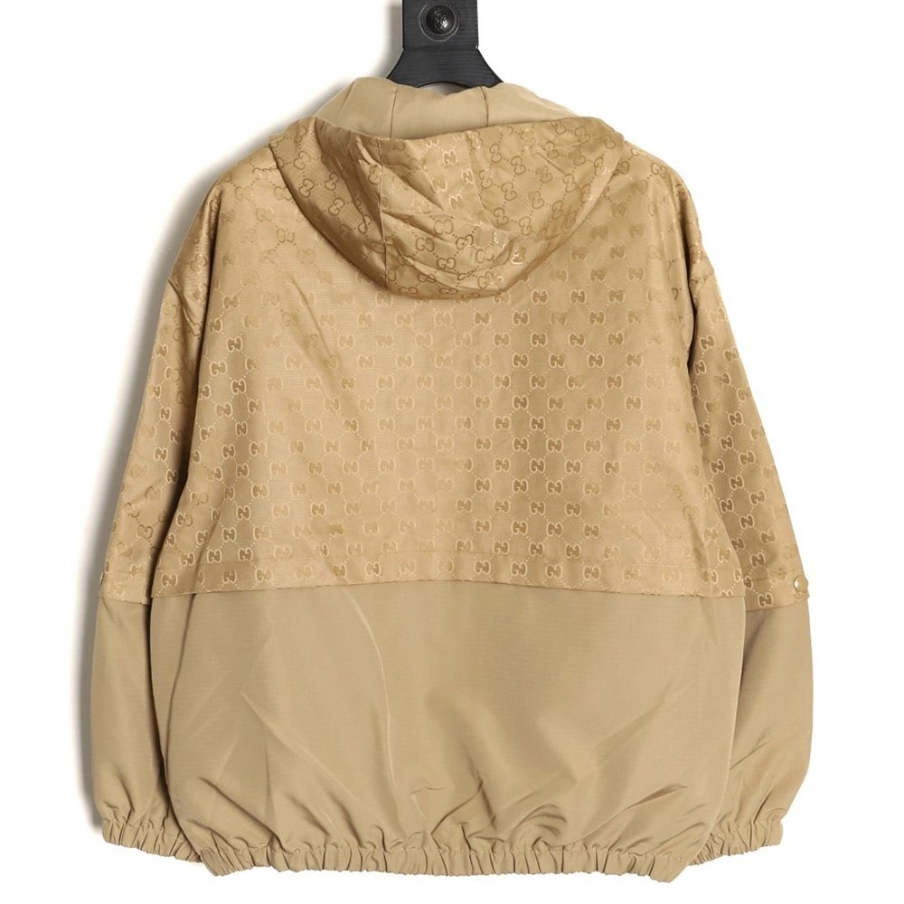 Gucci patchwork monogram hooded trench coat,Gucci Jacket,Jacket,APPAREL