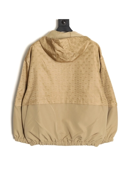 Gucci patchwork monogram hooded trench coat,Gucci Jacket,Jacket,APPAREL
