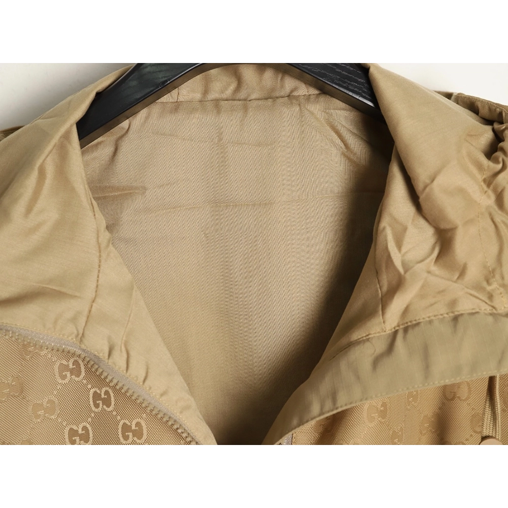 Gucci patchwork monogram hooded trench coat,Gucci Jacket,Jacket,APPAREL