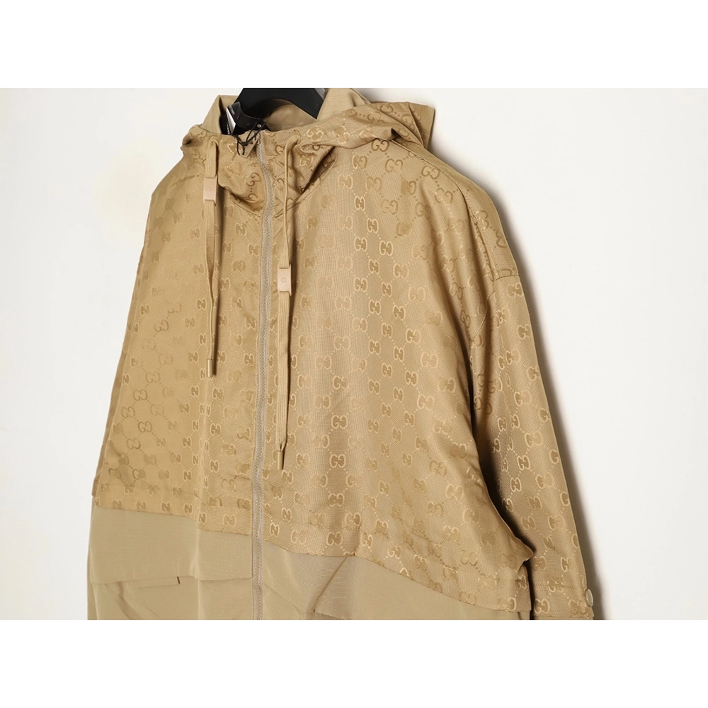 Gucci patchwork monogram hooded trench coat,Gucci Jacket,Jacket,APPAREL