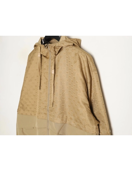 Gucci patchwork monogram hooded trench coat,Gucci Jacket,Jacket,APPAREL