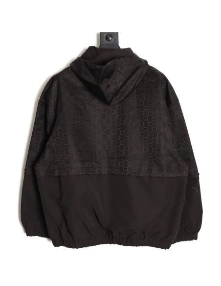 Gucci patchwork monogram hooded trench coat,Gucci Jacket,Jacket,APPAREL