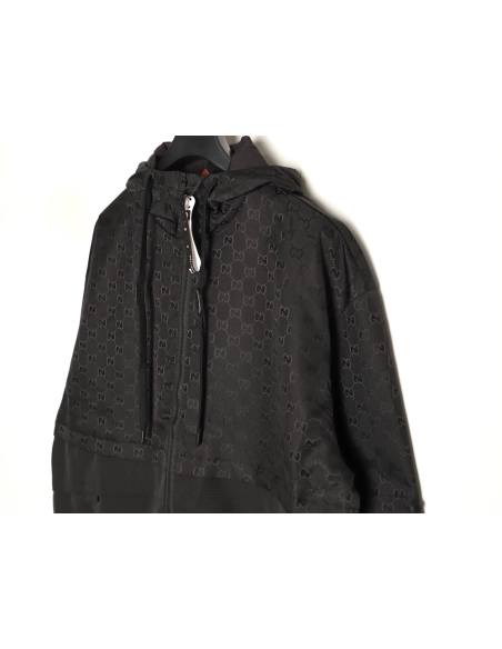 Gucci patchwork monogram hooded trench coat,Gucci Jacket,Jacket,APPAREL