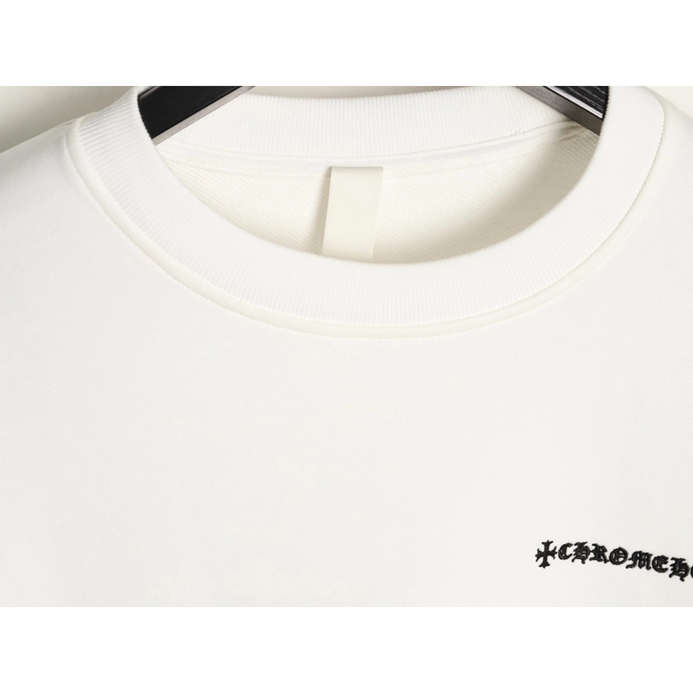 Chrome Hearts leather cross embroidered crewneck sweatshirt,Chrome Hearts Sweatshirt,Sweatshirt,APPAREL