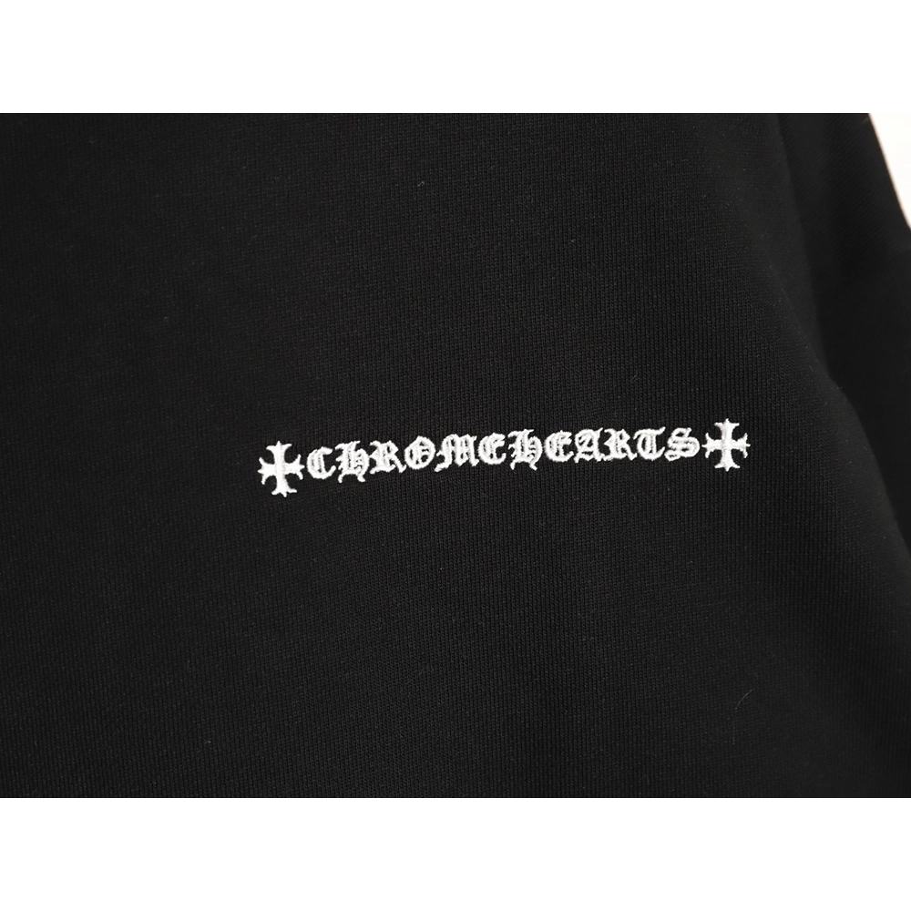 Chrome Hearts leather cross embroidered crewneck sweatshirt,Chrome Hearts Sweatshirt,Sweatshirt,APPAREL