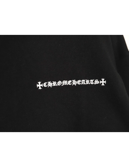 Chrome Hearts leather cross embroidered crewneck sweatshirt,Chrome Hearts Sweatshirt,Sweatshirt,APPAREL