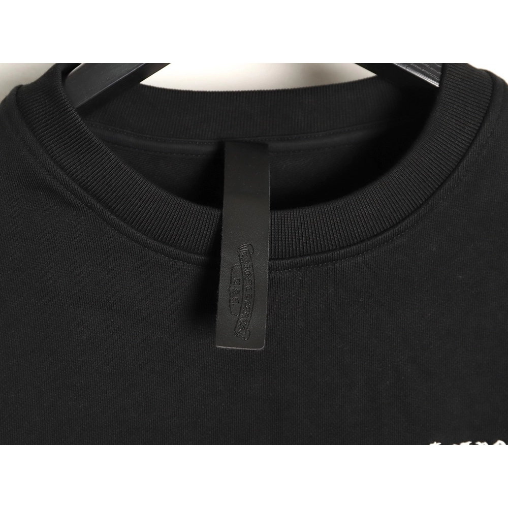 Chrome Hearts leather cross embroidered crewneck sweatshirt,Chrome Hearts Sweatshirt,Sweatshirt,APPAREL