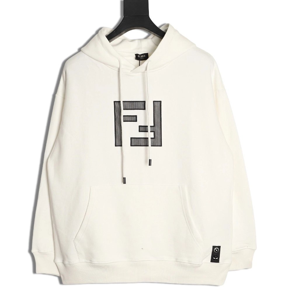 Fendi 3D mesh double F embroidered logo hooded sweatshirt,Fendi Sweatshirt,Sweatshirt,APPAREL