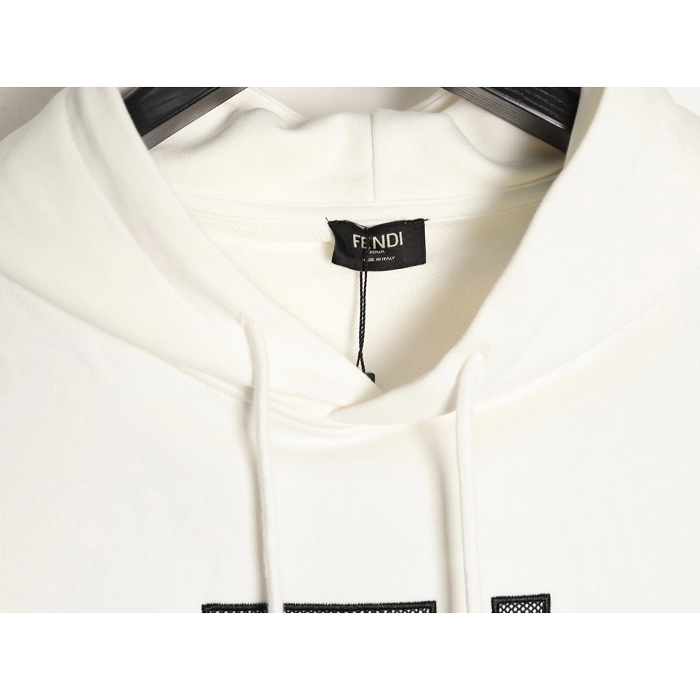 Fendi 3D mesh double F embroidered logo hooded sweatshirt,Fendi Sweatshirt,Sweatshirt,APPAREL