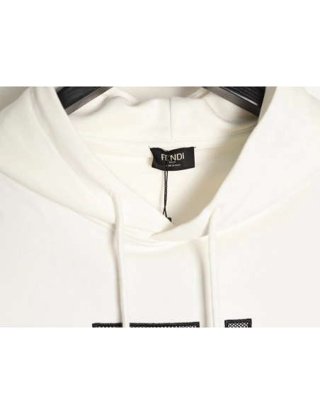 Fendi 3D mesh double F embroidered logo hooded sweatshirt,Fendi Sweatshirt,Sweatshirt,APPAREL