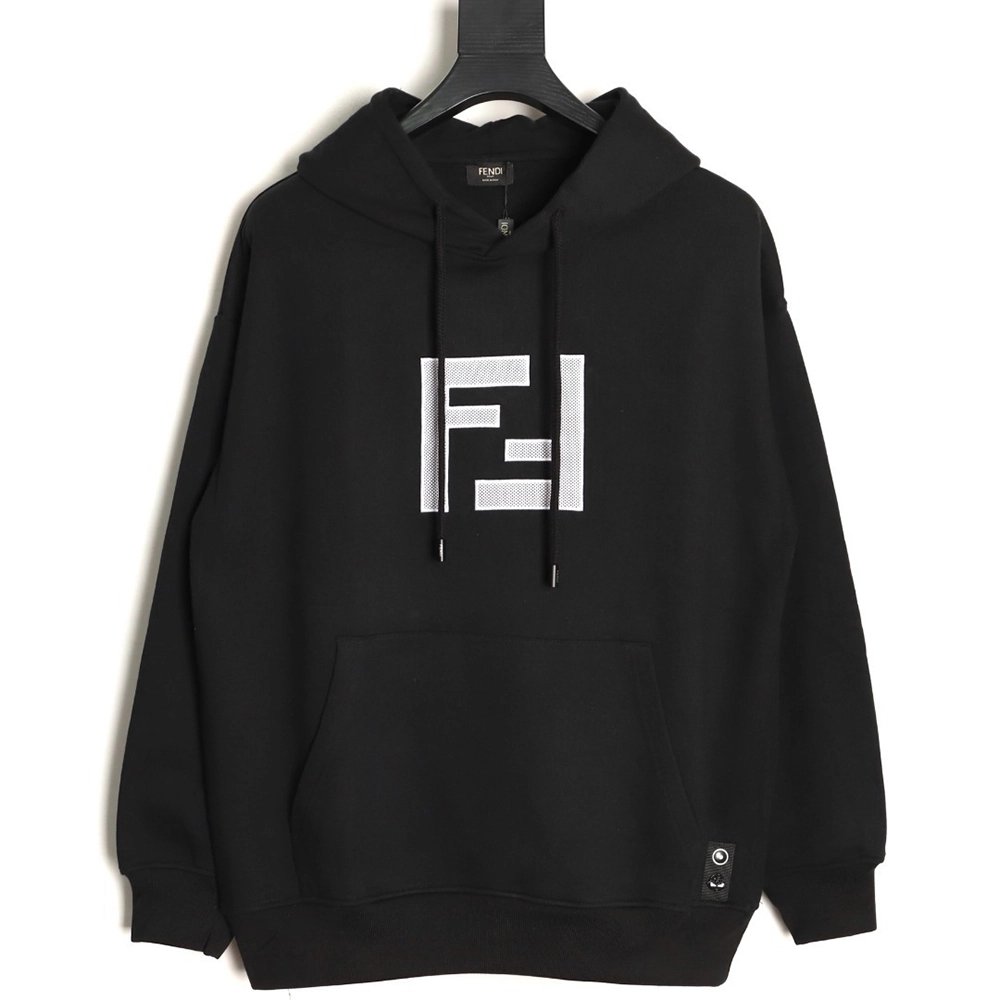 Fendi 3D mesh double F embroidered logo hooded sweatshirt,Fendi Sweatshirt,Sweatshirt,APPAREL