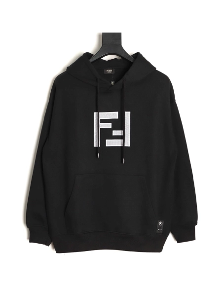 Fendi 3D mesh double F embroidered logo hooded sweatshirt,Fendi Sweatshirt,Sweatshirt,APPAREL
