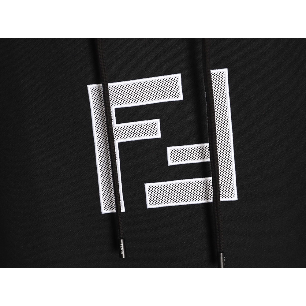 Fendi 3D mesh double F embroidered logo hooded sweatshirt,Fendi Sweatshirt,Sweatshirt,APPAREL