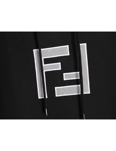Fendi 3D mesh double F embroidered logo hooded sweatshirt,Fendi Sweatshirt,Sweatshirt,APPAREL