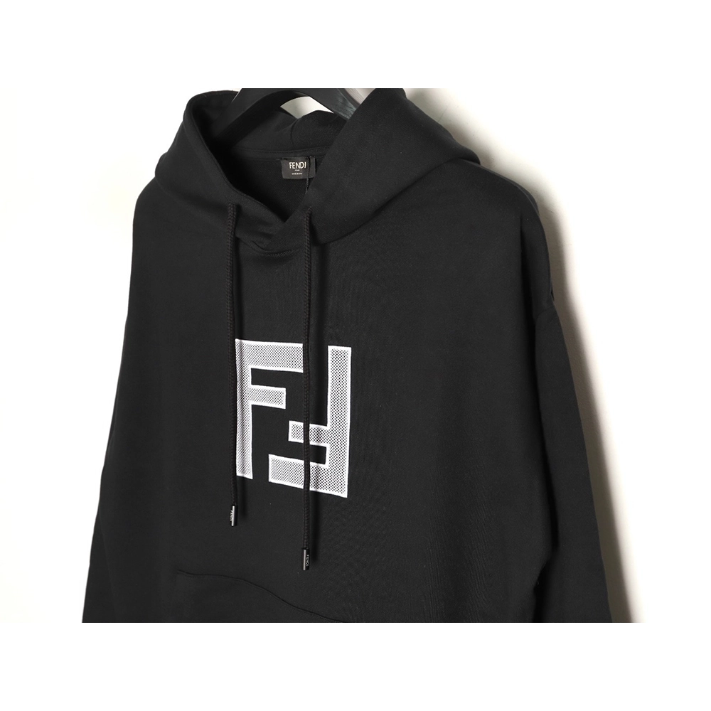 Fendi 3D mesh double F embroidered logo hooded sweatshirt,Fendi Sweatshirt,Sweatshirt,APPAREL