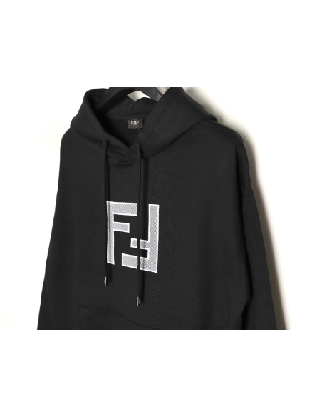 Fendi 3D mesh double F embroidered logo hooded sweatshirt,Fendi Sweatshirt,Sweatshirt,APPAREL