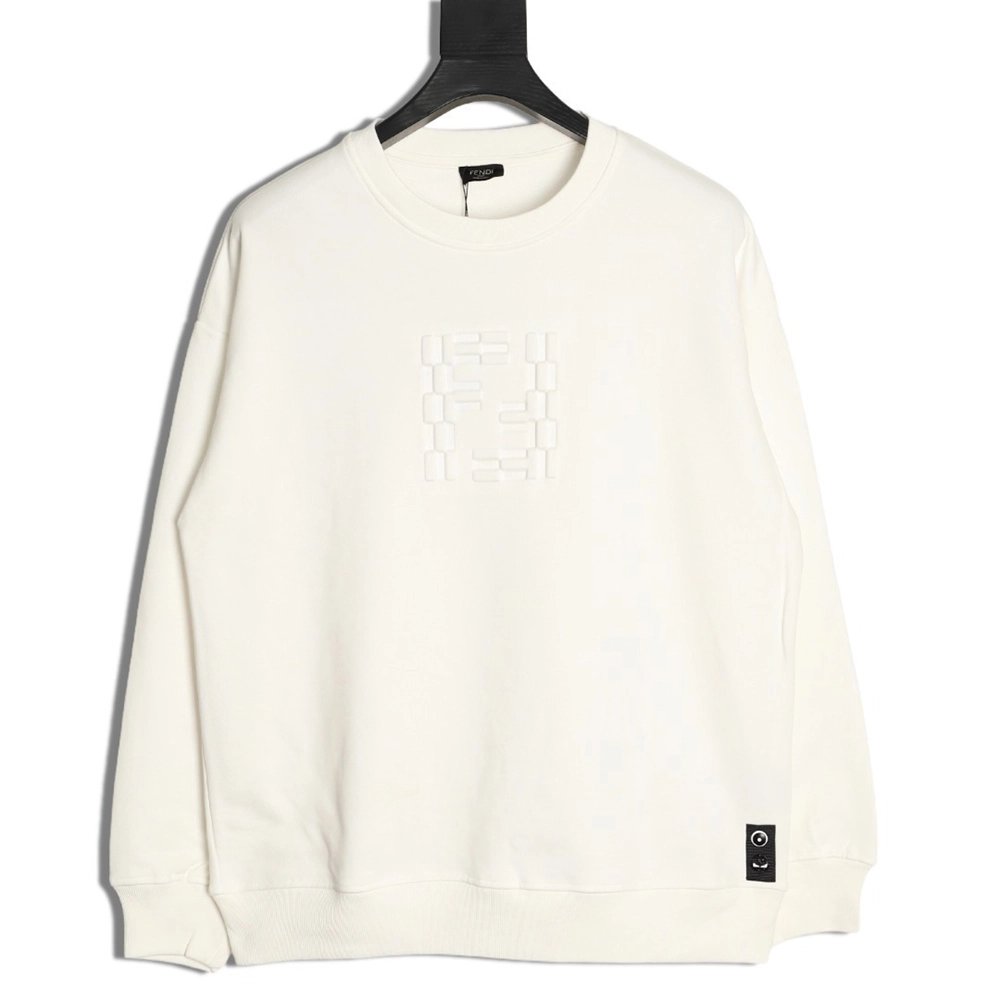 Fendi obscure double F letter embossed round neck sweatshirt,Fendi Sweatshirt,Sweatshirt,APPAREL