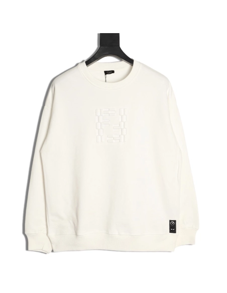 Fendi obscure double F letter embossed round neck sweatshirt,Fendi Sweatshirt,Sweatshirt,APPAREL