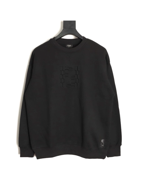 Fendi obscure double F letter embossed round neck sweatshirt,Fendi Sweatshirt,Sweatshirt,APPAREL