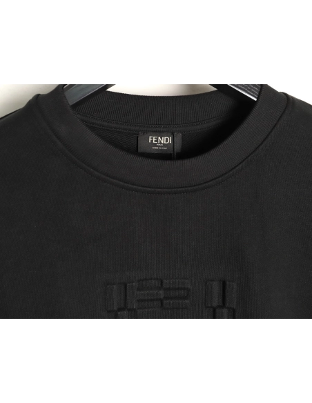 Fendi obscure double F letter embossed round neck sweatshirt,Fendi Sweatshirt,Sweatshirt,APPAREL