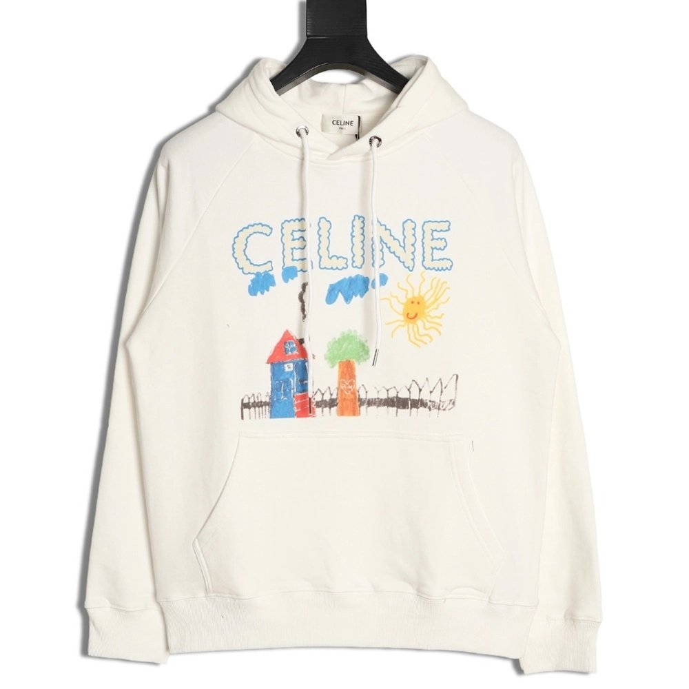 Celine Graffiti Painting New Flower Hoodie,Celine Hoodie,Hoodie,APPAREL