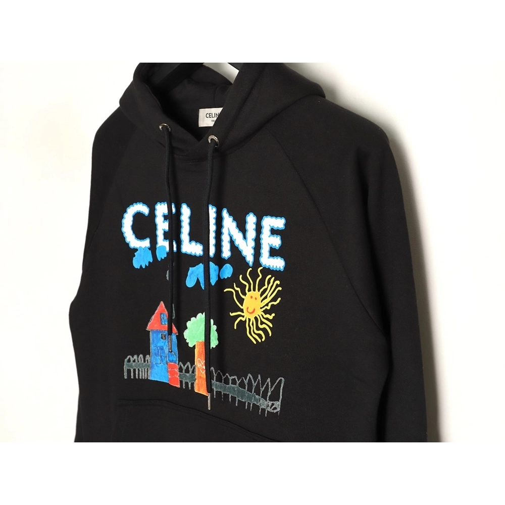 Celine Graffiti Painting New Flower Hoodie,Celine Hoodie,Hoodie,APPAREL