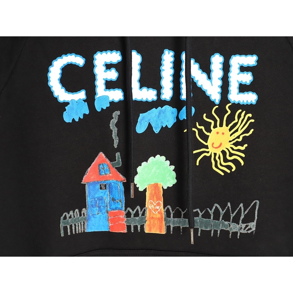 Celine Graffiti Painting New Flower Hoodie,Celine Hoodie,Hoodie,APPAREL