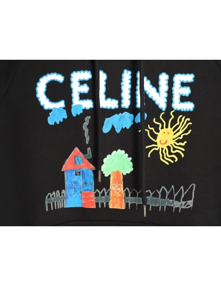 Celine Graffiti Painting New Flower Hoodie,Celine Hoodie,Hoodie,APPAREL