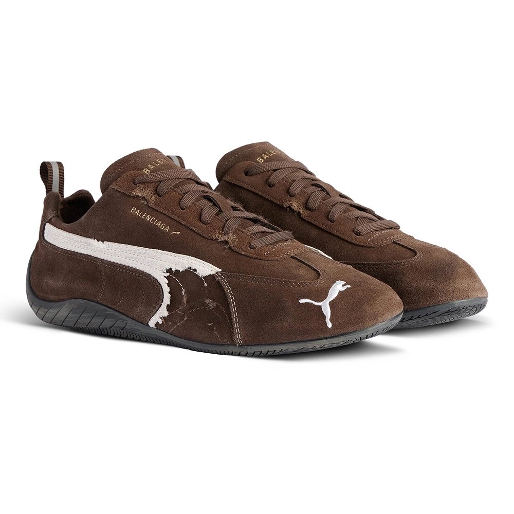 Balenciaga Speedcat Suede Brown White,BALENCIAGA SNEAKER,BALENCIAGA