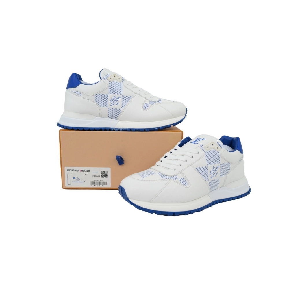 Louis Vuitton Runner White Blue Grid Pattern