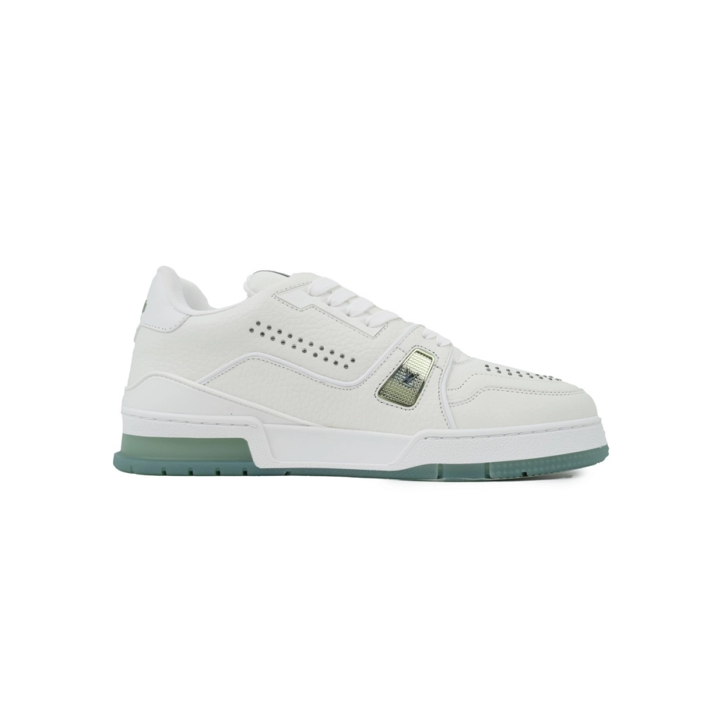 Louis Vuitton Trainer White Green Rivets