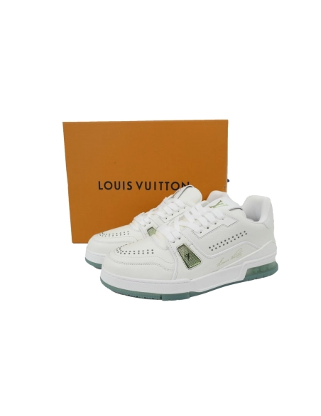 Louis Vuitton Trainer White Green Rivets