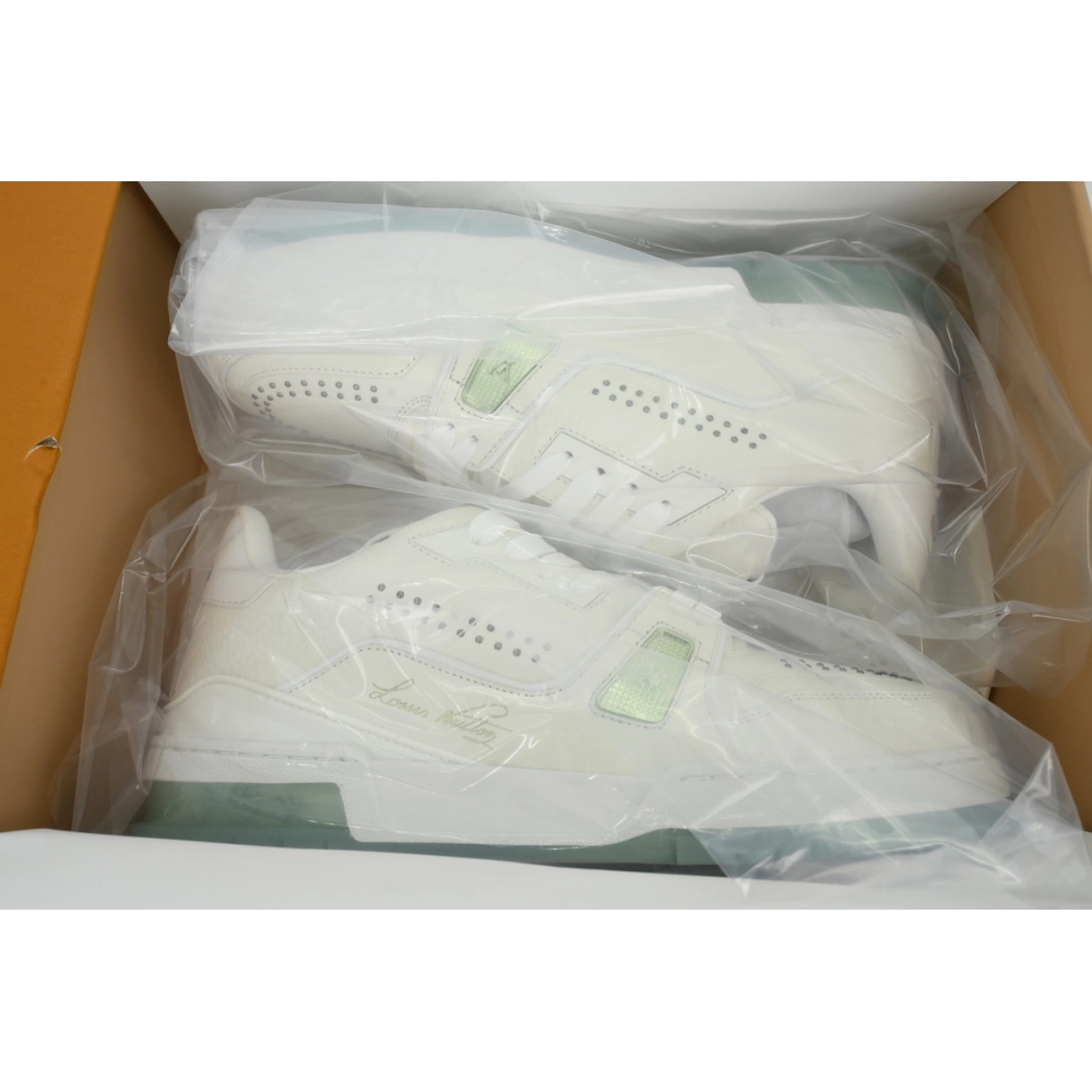 Louis Vuitton Trainer White Green Rivets
