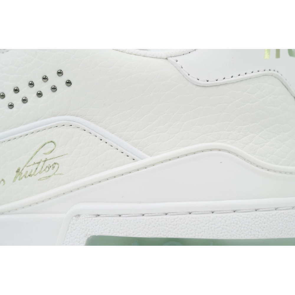 Louis Vuitton Trainer White Green Rivets